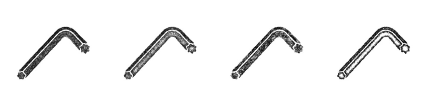 Sketch black and white torx key icon design set