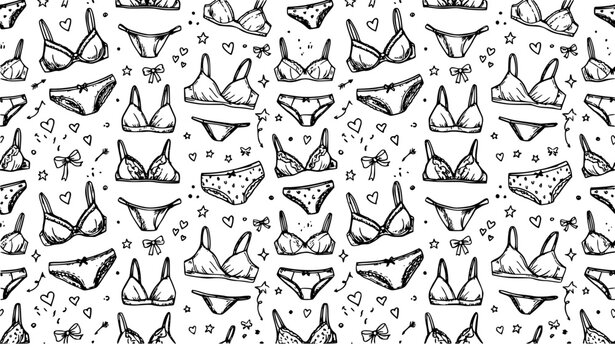 Women underwear bra and panties seamless pattern doodle