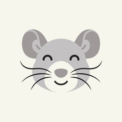 Fototapeta premium Smiling cartoon animal with curved horns facing forward in minimalist style with simple gray shading