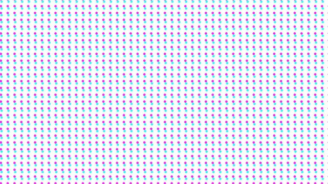 Abstract pattern of repeating pink and blue arrow icons moving on white background