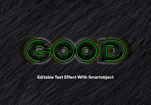 Retro Green Neon Text Effect with Editable Smart Object