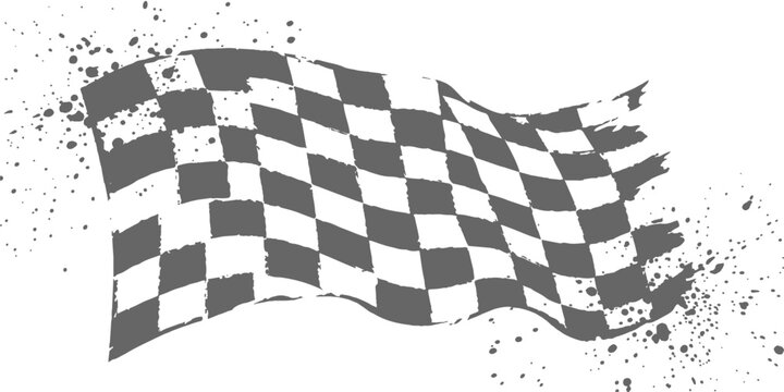 Vector Illustration of a Black and White Checkered Flag Waving for Racing Finish Line and Motorsport Winner Success Celebration