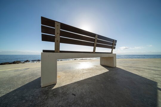 Bank, waterfront on the south coast, behind the Atlantic Ocean, Madeira, Portugal