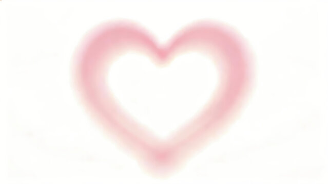 Blurred pink heart symbol on pure white background, soft focus emotional design element