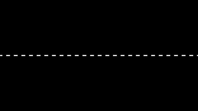 Minimalist white dashed line divider animation on black background, for ui separator, motion ui web, user interface