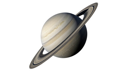 Planet Saturn with planetary rings system in space isolated on transparent background. © RobynRees