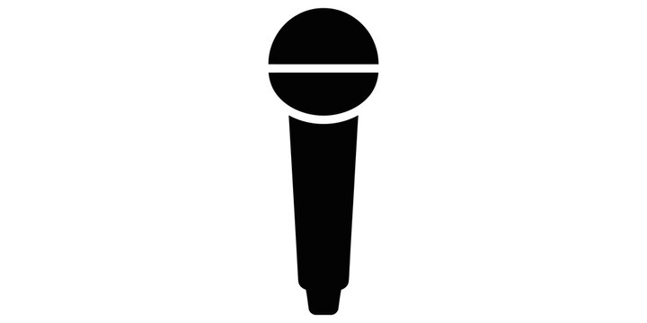 Black microphone silhouette icon vector graphic for audio recording app.