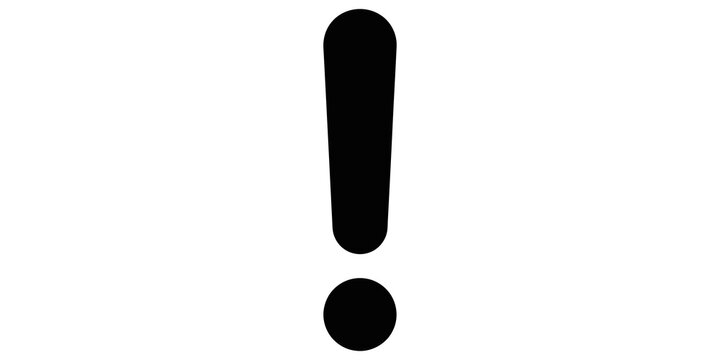 Black exclamation mark icon silhouette alerts important notification.