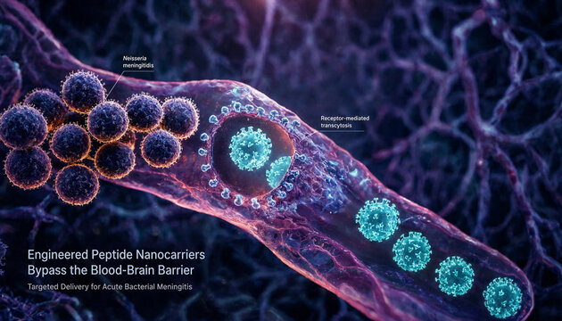 Engineered peptide nanocarriers bypass blood-brain barrier for targeted delivery against Neisseria meningitidis infection