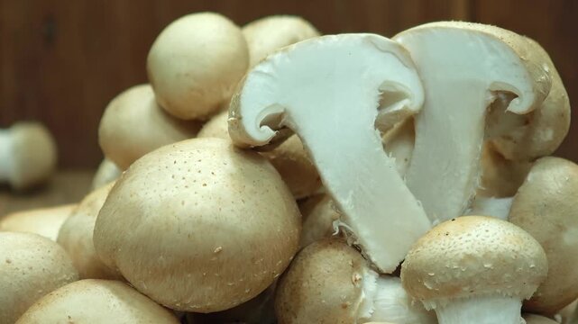 Fresh Shiitake mushroom halved lengthwise