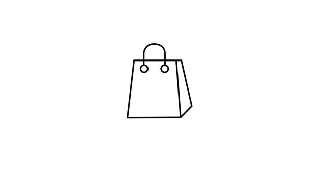 Flat design shopping bag icon for e-commerce promotions on white background.