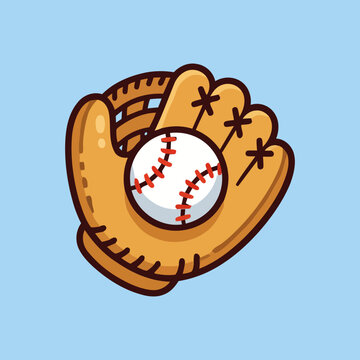 Cute baseball glove vector icon illustration