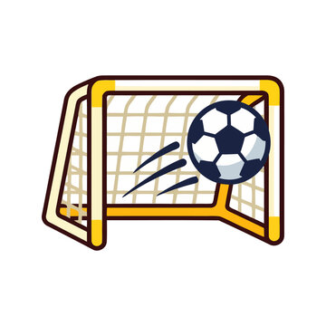 Cute soccer goal vector icon illustration