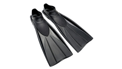 Pair of black diving fins flippers for swimming isolated on transparent background. © RRose