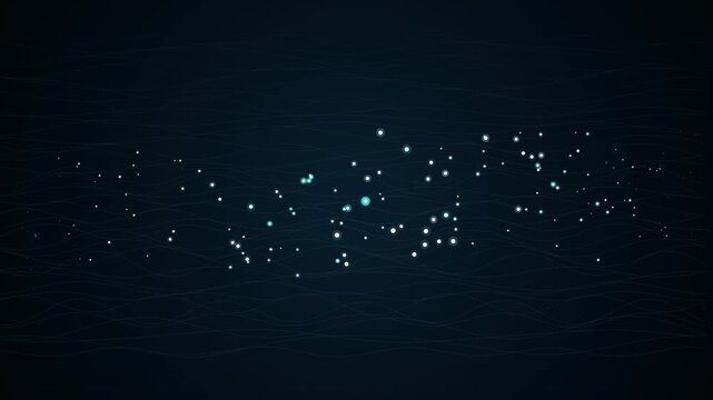 Glowing particles drift across a dark textured background with subtle wave patterns creating an ethereal and magical atmosphere fantasy sci fi or