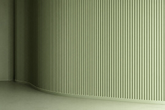 3D fluted wall panel with vertical ridges in matte sage