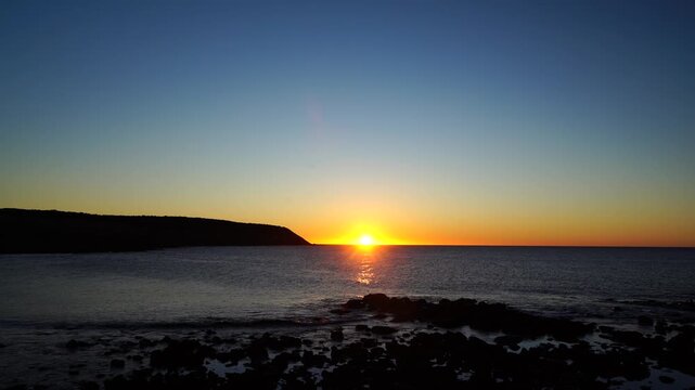 Golden sunset over Stokes Bay Beach on Kangaroo Island, South Australia