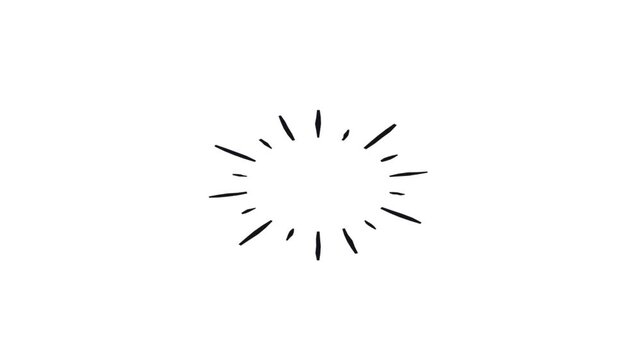 Hand drawn sunburst explosion comic speed lines animation elements