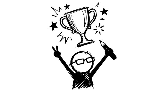 Winner trophy hand-drawn doodle illustration