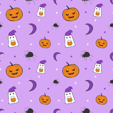 Halloween seamless pattern for background, wallpaper, textile print