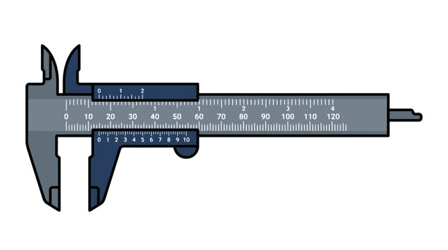 Precision metal sliding caliper tool measuring device vector illustration