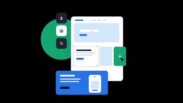 Minimalist website and mobile app user interface layout in a 2D animated style