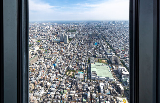 Tokyo City Viewed Through Observation Windows
