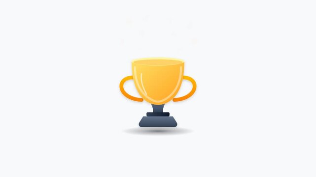 Isolated golden trophy cup icon with simple flat design, perfect for success awards, competition wins, and business achievement recognition
