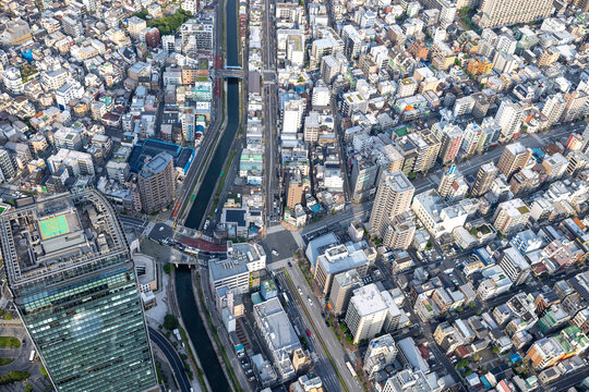 Tokyo Highway Interchange and Neighborhoods from Above