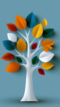Abstract tree with interconnected branches and colorful leaves, symbolizing community growth and resilience, elegant visual storytelling, offering a unique and highly detailed perspective