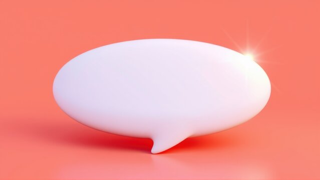 White speech bubble floats against vibrant pink backdrop. Soft lighting creates subtle highlight, simple design. Clean, modern aesthetic.