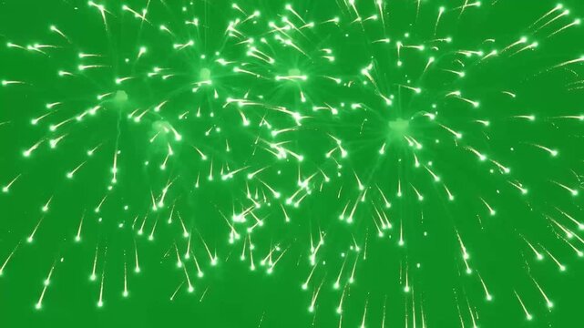 Fireworks exploding on green screen. Fireworks exploding on a green screen for video editing