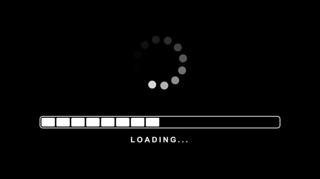Loading progress bar with rotating circle indicator