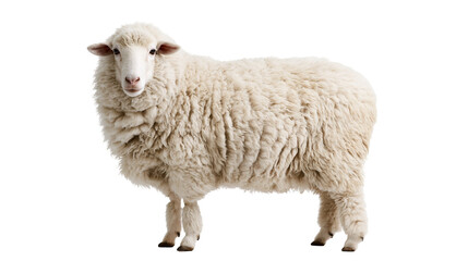 Fluffy white adult sheep standing in profile view © Otillie