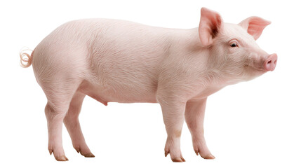 Young pink piglet standing in profile view © Otillie