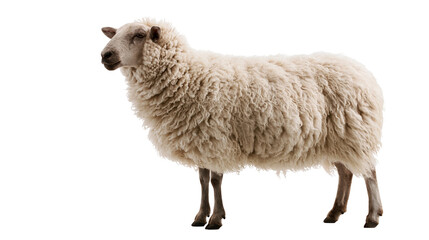 Fluffy white woolly sheep standing in profile © Otillie