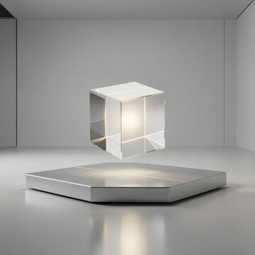 Floating cube in a room