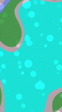 Abstract digital background with flowing organic shapes and glowing light bubbles in turquoise and green.