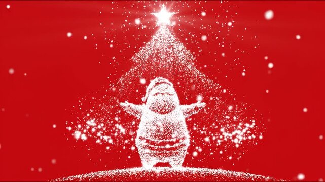 Christmas card background with santa claus and a star on the tree vector illustration