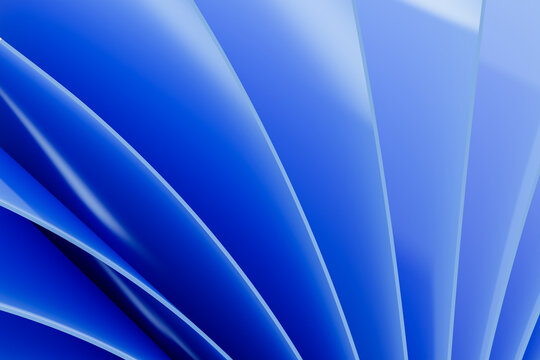 Abstract smooth blue curved shapes in digital 3d render background