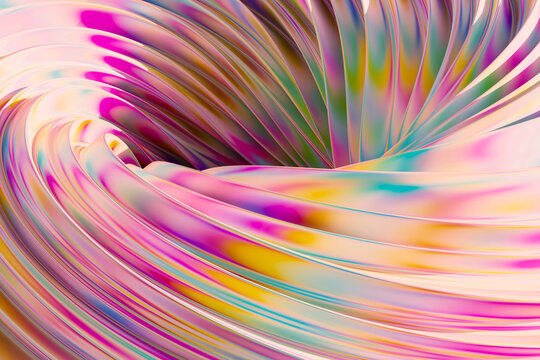 Abstract render of colorful swirling fluid shapes with smooth textures