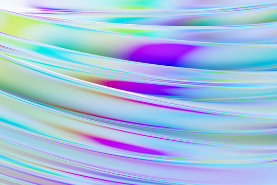 Abstract colorful waves with flowing lines in digital render