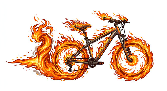 red bike on fire