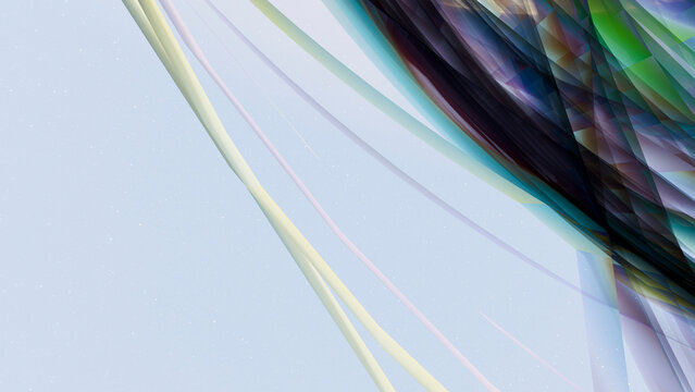 Colorful abstract ribbons overlapping on light blue background