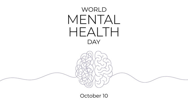 Brain line art illustration symbolises World Mental Health Day.