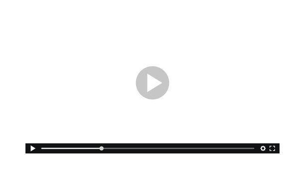 Clean vector illustration of a video player interface with play button and progress bar vector