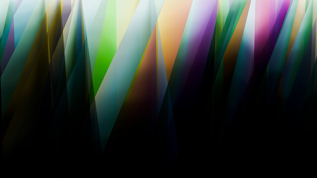 Abstract colorful overlapping geometric shapes on dark background