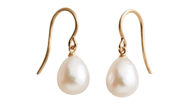 Elegant teardrop pearl earrings with gold wire hooks
