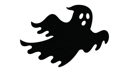 Black silhouette of a flying ghost with hollow eyes and mouth © Cressida