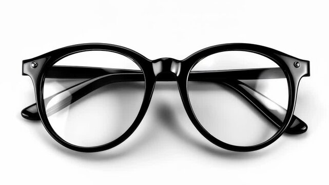 Stylish Black Round Frame Eyeglasses on White Background